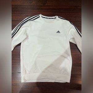 white adidas crewneck sweater mens small 3 stripes